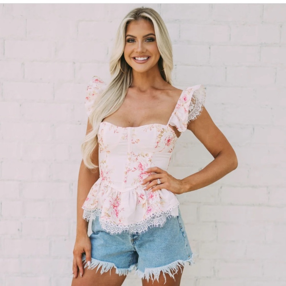 NWOT Floral Lace Corset Top